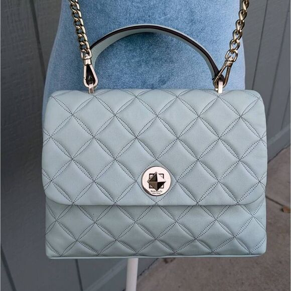 Kate Spade NY Natalia Top Handle Satchel Crossbody Bag in Crystal Blue. - Picture 2 of 10